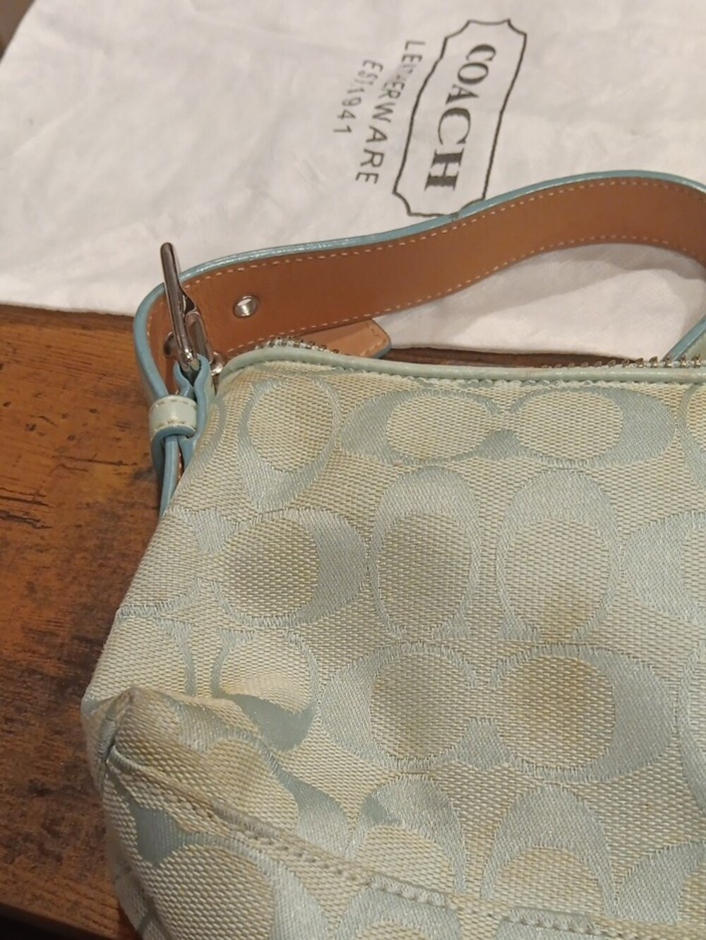 Vintage Y2K Coach Hamptons Signature Demi Pouch Bag - Ice Blue 6371 - Picture 4 of 9